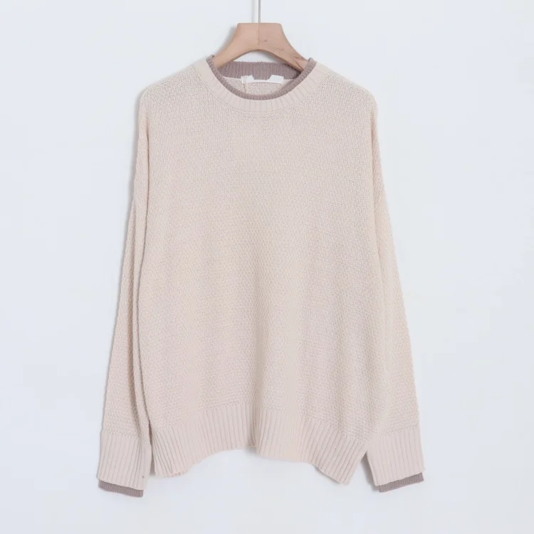 

Loose Casual Women's Sweater Autumn Winter round Ne Overhead Cotton Blend Comfortable Elastic Simple Design Faionable Com...