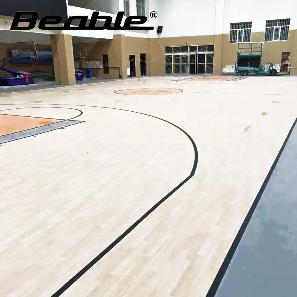 Beable Konfigurowalna drewniana podłoga do koszykówki z PVC Podłoga winylowa z rolkami
