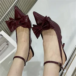 Eilyken Spring Sexy Butterfly-knot Slingbacks Ankle Buckle Strap Woman Pumps Sandals Pointed Toe Thin Heels Party Prom Shoes