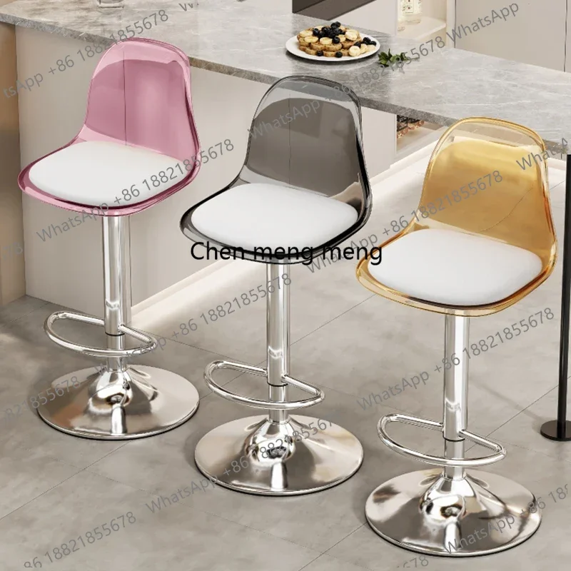 

Barber Cushions Bar Chair Lifting Transparent Kitchen Adjustable Bar Chair Library Disk Base Sillas Para Comedor Home Furnitures
