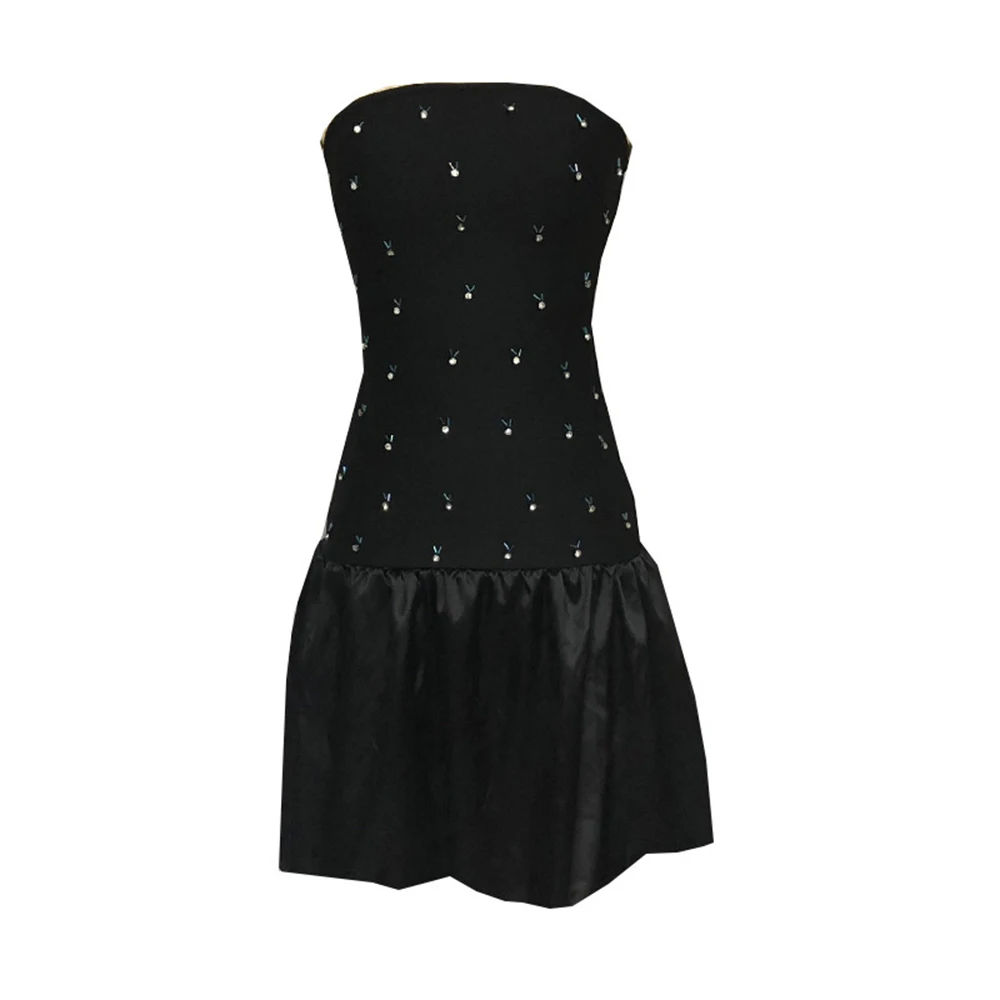 

Стильное черное платье без бретелек со стразами, сексуальная атласная юбка-баллон, скрытая молния на спине, для выпускного, выпускного вечера, коктейльных вечеринок