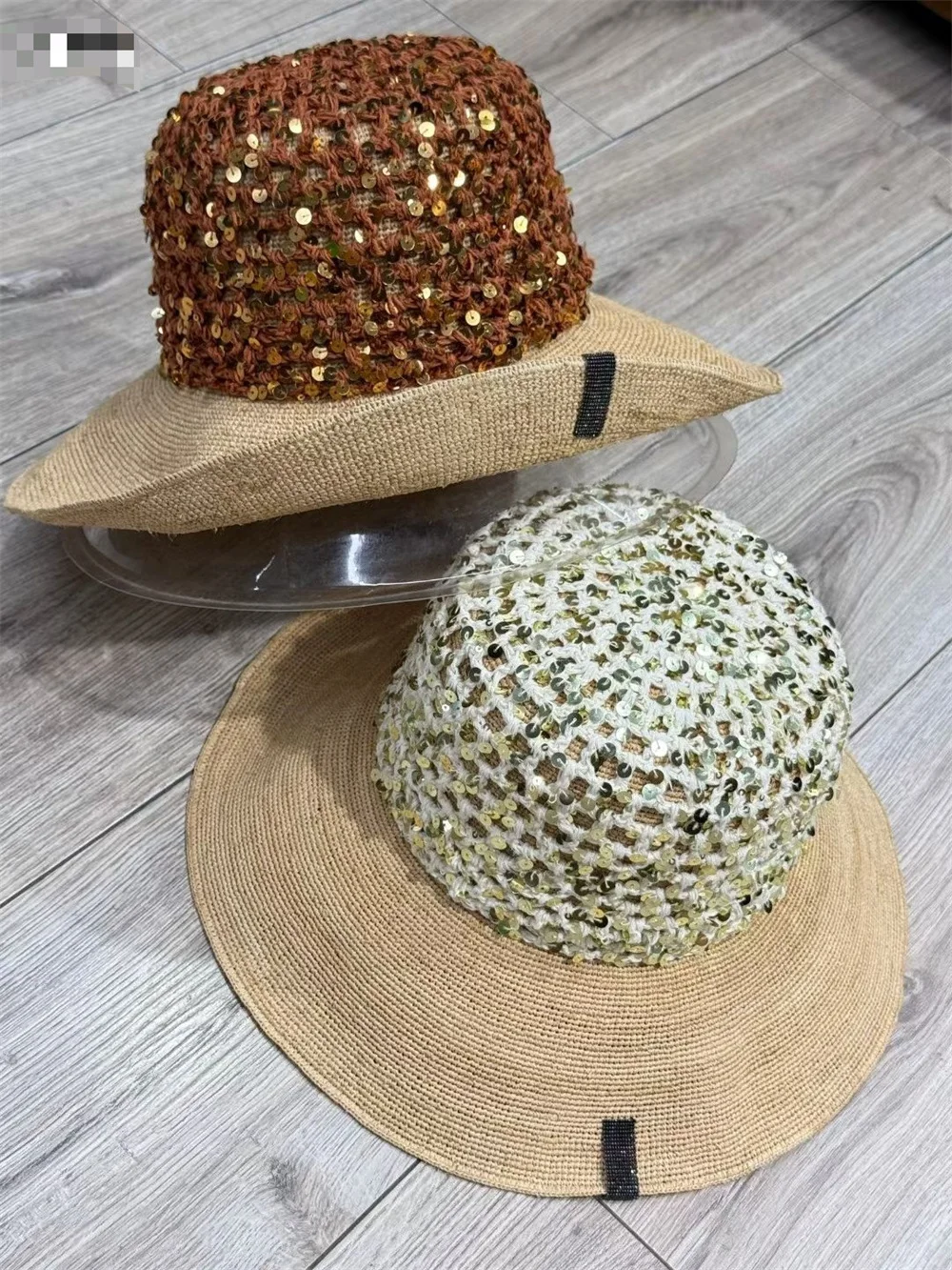 

Women's Sequined Straw Cap Fashionable Versatile Beaded Sun Protective Hat