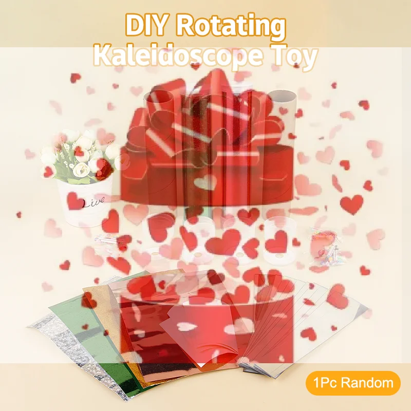 

【BS】DIY Rotating Kaleidoscope Kit Funny Classic Kaleidoscope Toy Scientific Experiment Educational DIY Toys For Children Gifts