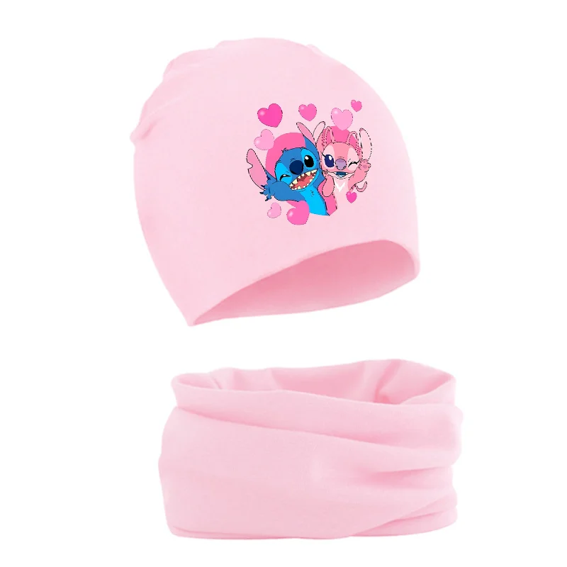 2 pezzi Stitch Baby cappelli lavorati a maglia sciarpa primavera autunno inverno cappello Set ragazzi ragazze cappelli neonato caldo carino Anime copricapo regalo di compleanno