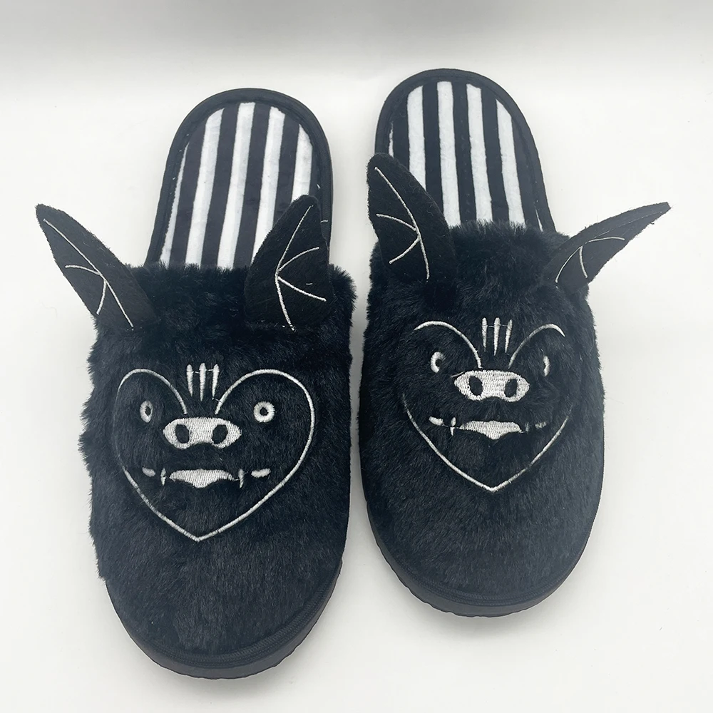 Highland Cow Halloween Bat Plush Slippers New Winter Warm Soft House Slipper Women Men Indoor Home Cotton Shoes for Adults Gift