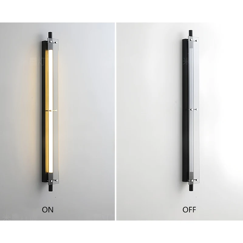 Modern Black Glass Wall Lamp, Minimalist Linear Light for Bedroom Corridor, Italian Luxury Design