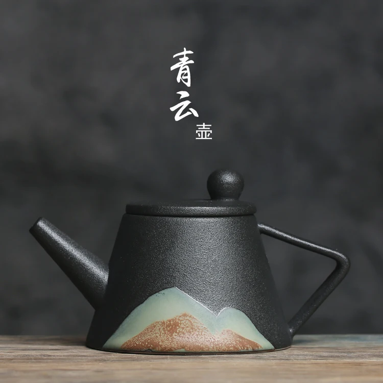 

Qingyunshan Гора с длинным ртом керамика ручка для горшка Простой японский Pu'er черный чай ручная роспись высокий