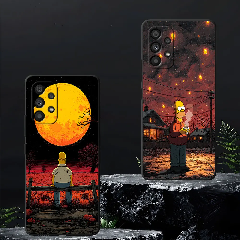 Homer Dream Donut Night Sky Black Phone Case for Samsung Galaxy A16 A54 A34 A12 A14 A33 A15 A21s A53 A55 A35 A51 A11 TPU Cover