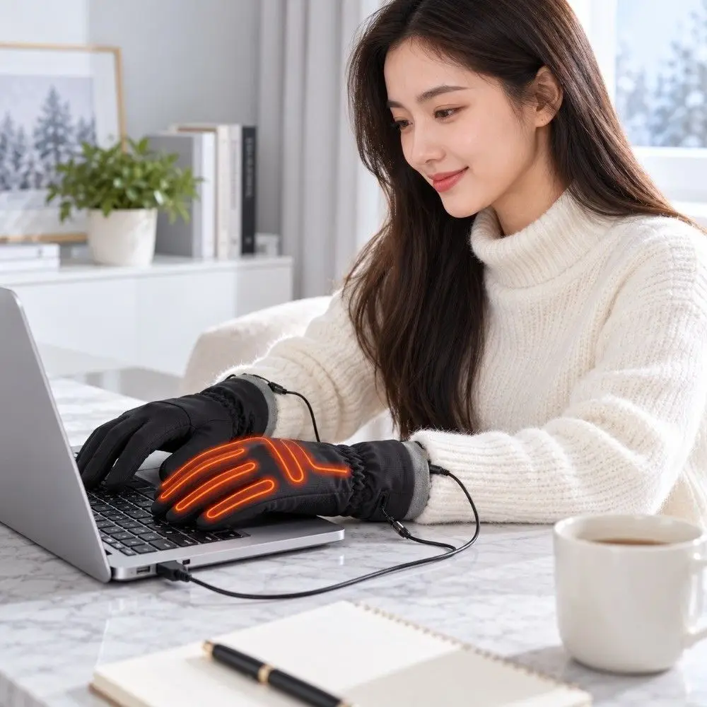Warm 3 Heat Levels Heated Gloves Windproof USB Heated Heat Gloves Touch Screen Waterproof Winter Gloves Winter