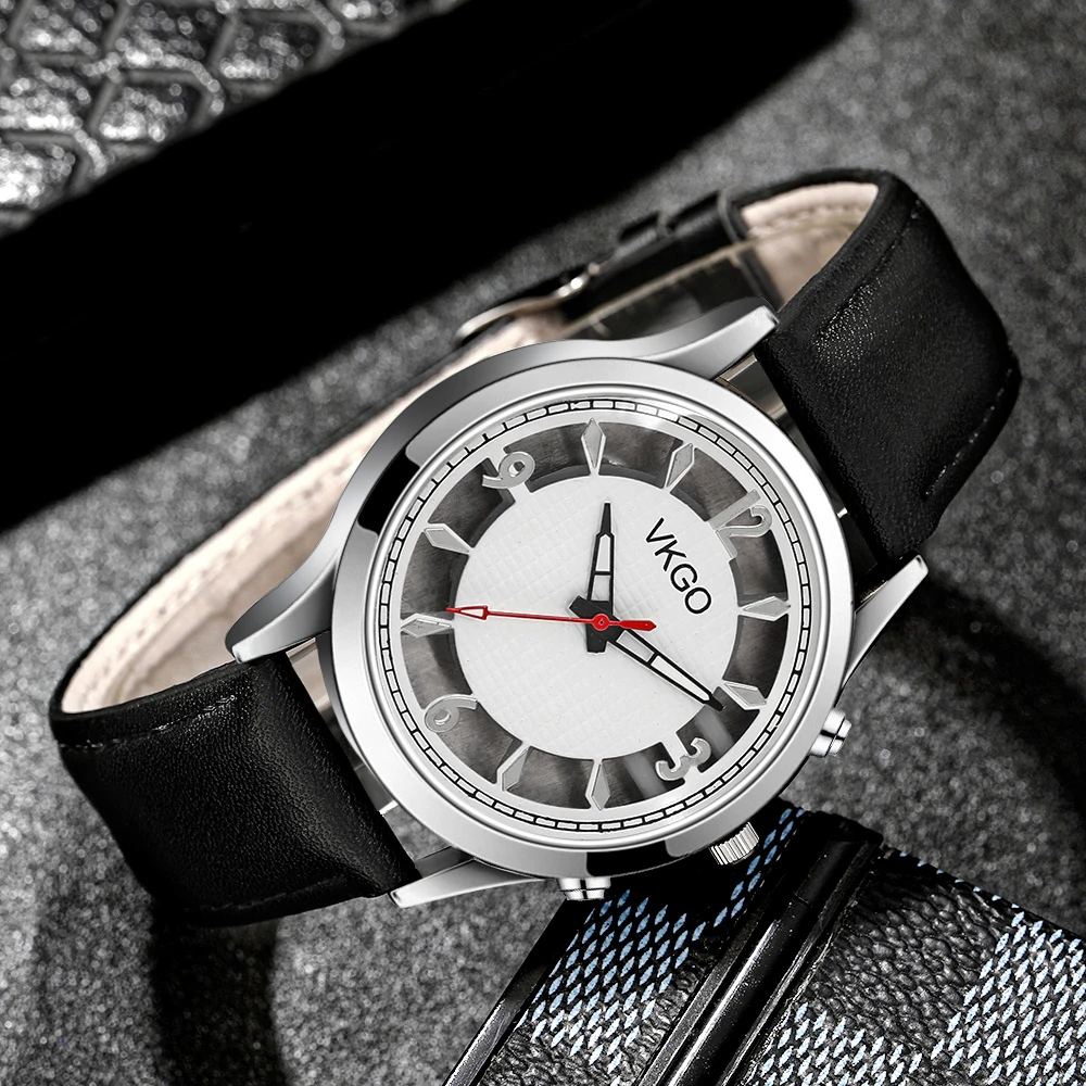 Men's Fashion Watch, Business Style, Alloy Box, Quartz Movement Leather, Non-Rechargeable Coin Battery, Ideal Holiday Gift and F