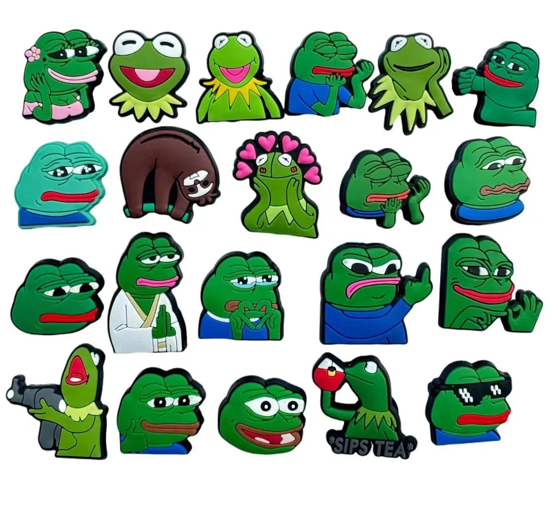 1pcs New Sad Frog collection Charms Shoe Accessories Decorations Fit Wristband Croc Jibz Charm Party Present