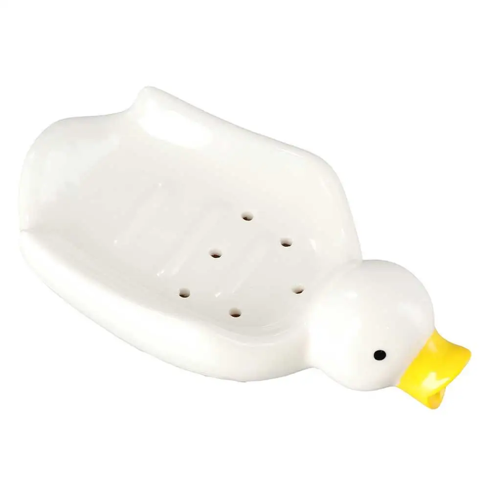 

Держатель для мыла Керамическая мыльница в форме утки Водонепроницаемая самосливная мыльница Белый поднос Кухня