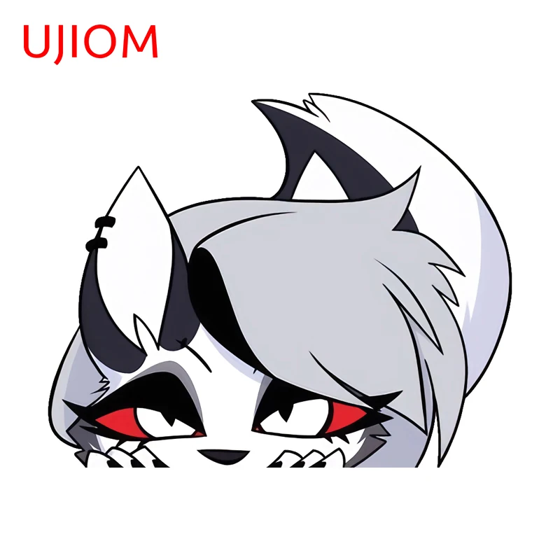 UJIOM Kawaii Helluva Boss Loona Peeking Wall Sticker Interesting Cartoon Desk Toilet Decals Creative Bedroom Accessories