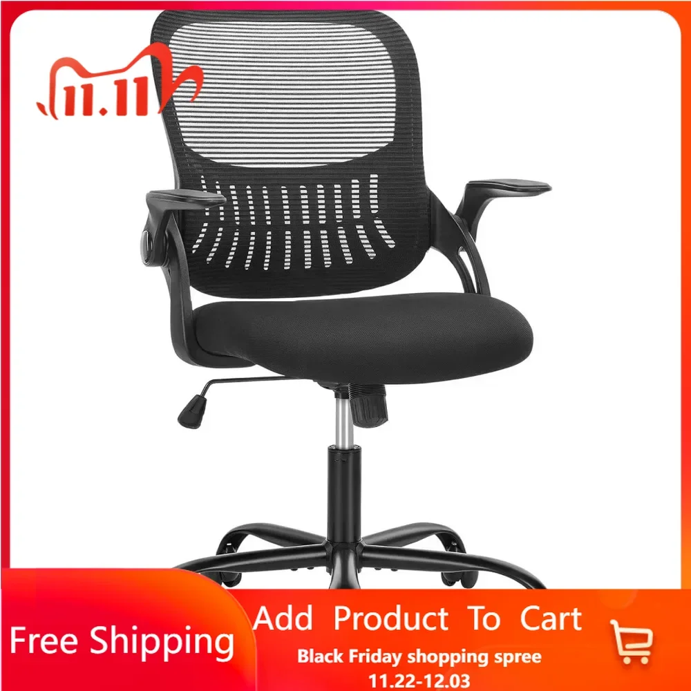 Office Computer Desk Chair, Ergonomic Mid-Back Mesh Rolling Work Swivel Task Chairs with Wheels, Comfortable Lumbar Support