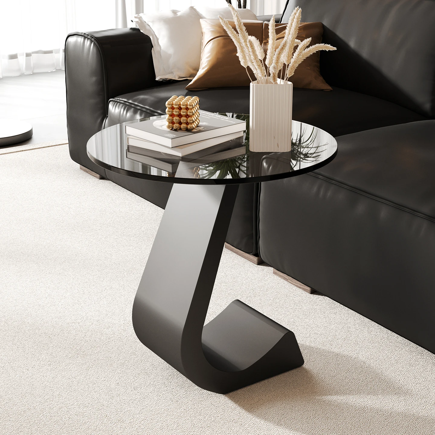 ￥%Modern Living Room Small Coffee Table Round Luxury Creative Sofa Side Coffee Small Table Bedside Side Bedside Table