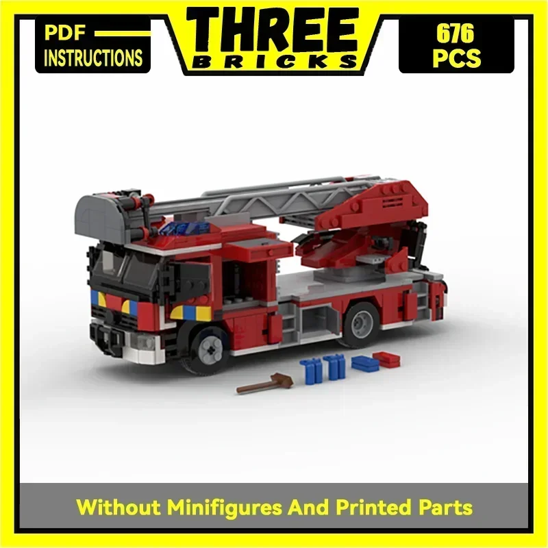 

City Vehicle Model Moc Building Bricks Belgian Fire Truck Ladder Technology Modular Blocks Gift Christmas Toys DIY Sets Assembly