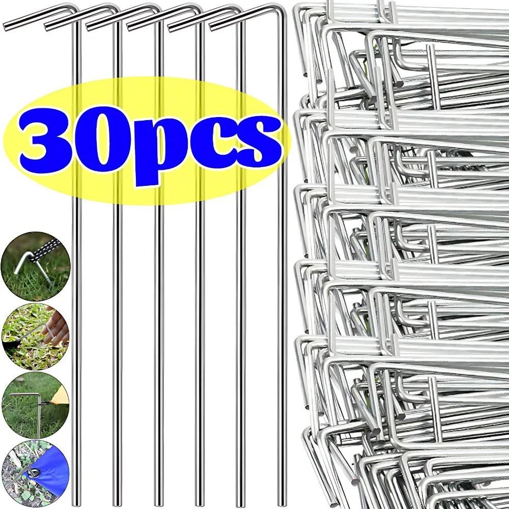 Estacas de Lona Metálicas Reforzadas de 15 cm, Ganchos de Acero Galvanizado para Tiendas de Campaña, Anclajes de Tierra para Exteriores, Senderismo y Bushcraft