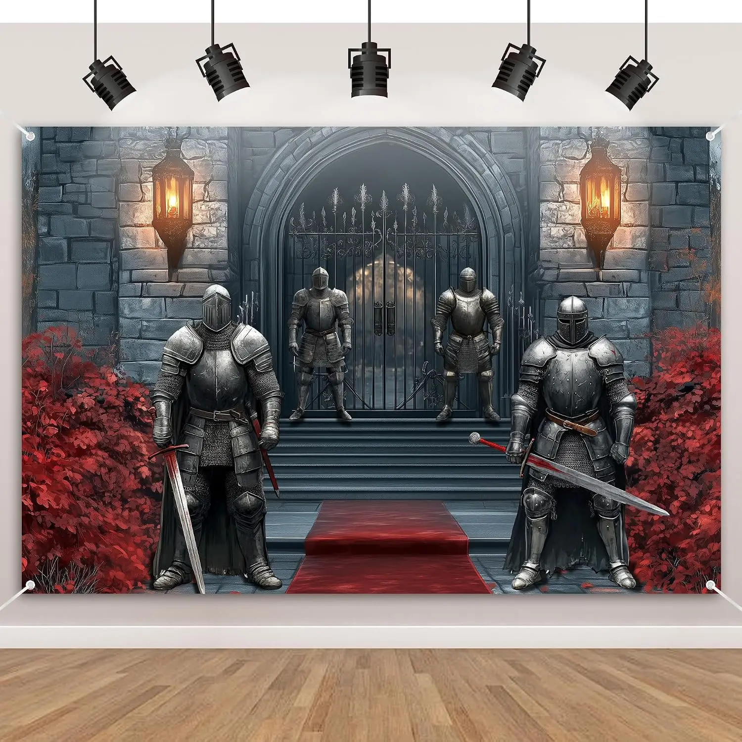 Large Fantasy Tapestry Wall Decor Medieval Knights Warrior Artwork Epic Dungeon Portal Room Hanging Man Cave Print