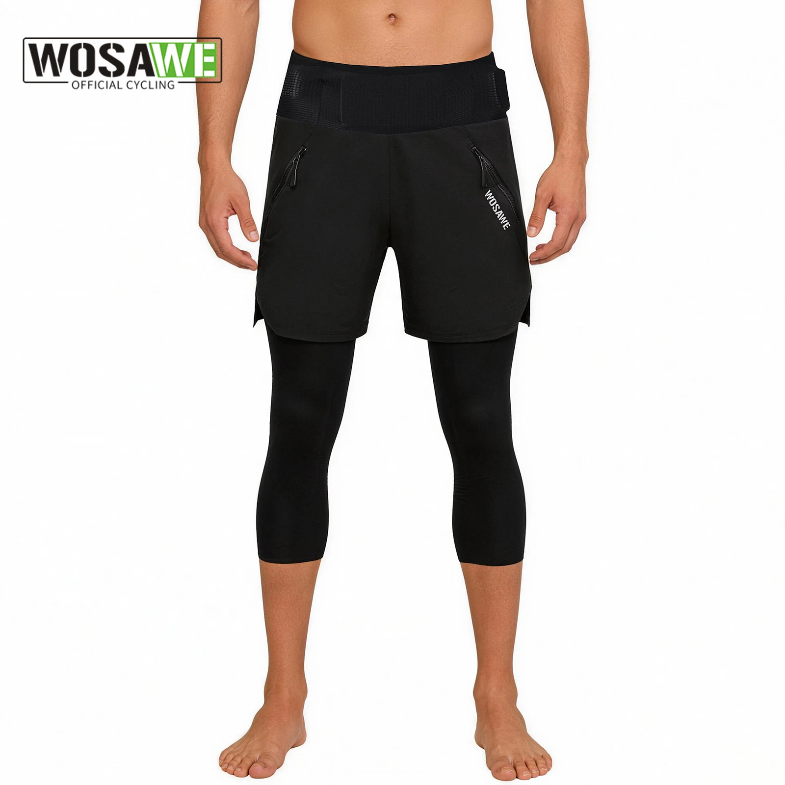 

Велосипедные капри WOSAWE унисекс 2-в-1 для MTB с подкладкой, высокой талией, длиной 3/4, летние быстросохнущие велосипедные шорты