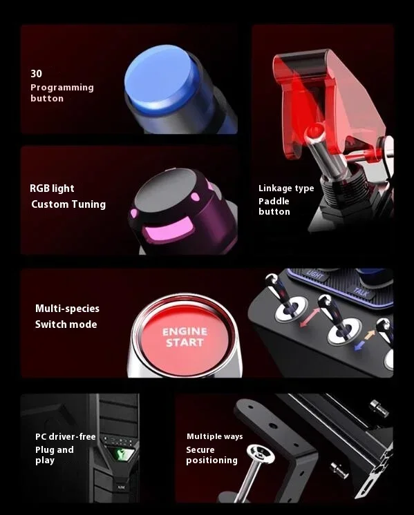 PXN CB1 Racing Simulator Central Control Box Multifunctional Key Control Box RGB For EURO Truck Simulator Racing Game Custom