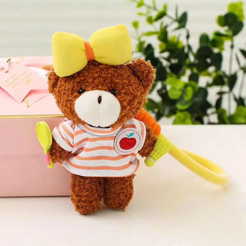 15cm Simulation New Sweet Bear Backpack Pendant Doll Stuffed Plush Toy Cartoon Anime Cute Children's Birthday Gift Fun Doll