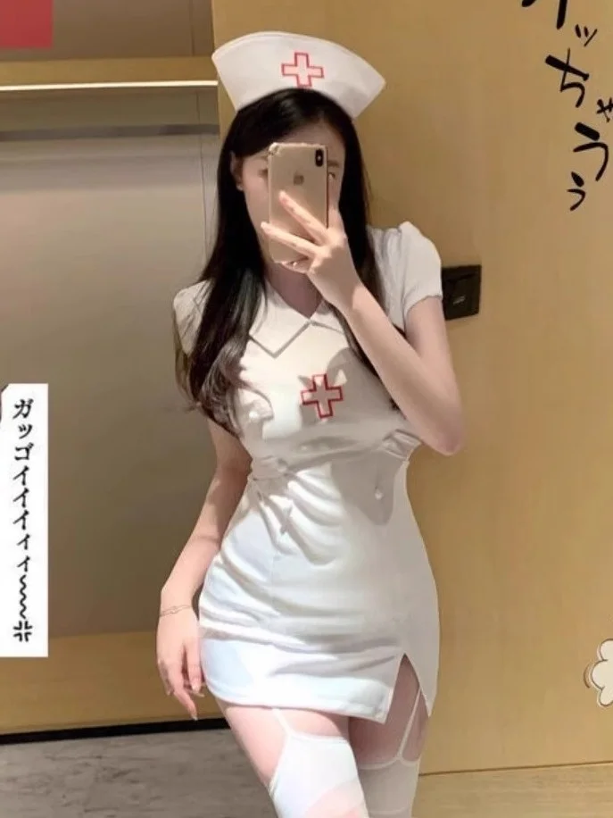 

Sexy Nurse orm loween Costume Cosplay Roleplay Pure Desire Nightclub Broaasters Butt Covering Nightgown Dr