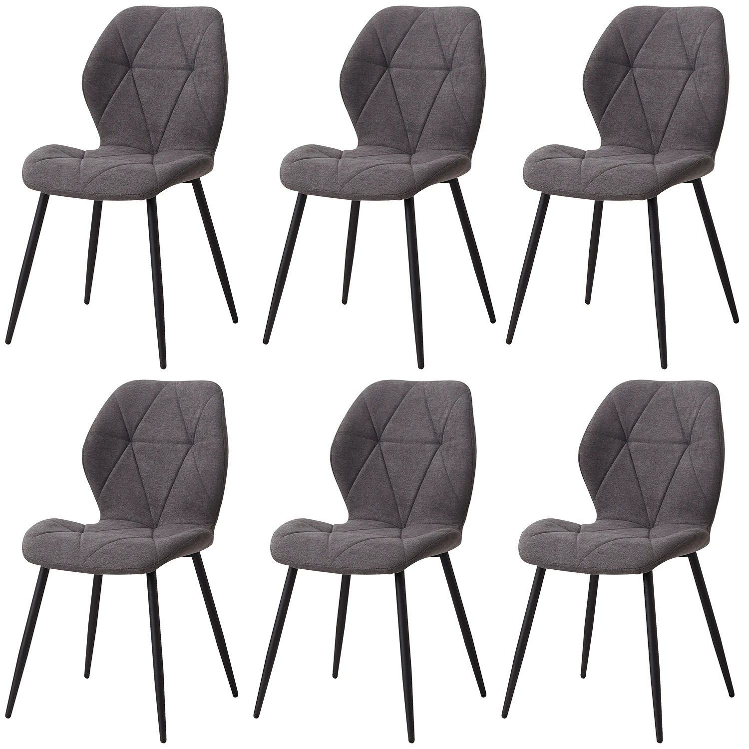 EGOONM Set van 2/4/6 Eetkamerstoelen Gestoffeerde Gewatteerde Linnen Stof Keukenstoelen Metalen Poten voor Balkon Restaurant Eetkamer