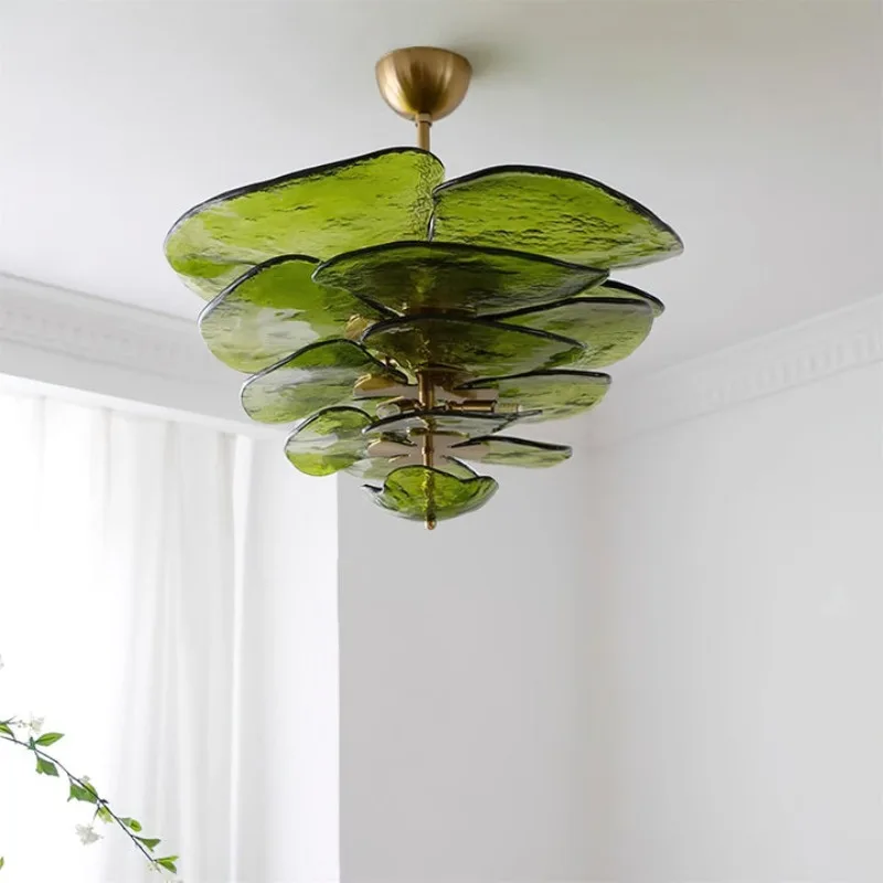

Lotus Leaf Murano Chandelier Ceiling for Living Room Bedroom Hotel Lobby Art Home Decoration Multi Color Flower Pendant Light