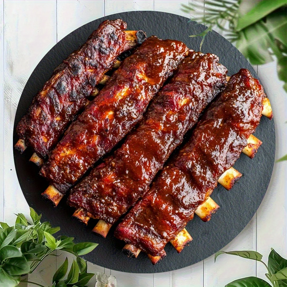1 pieza de decoración de pared con diseño de costillas a la parrilla, adecuada para el hogar, la cocina, el restaurante, decoración temática de barbacoa americana, diseño de costillas de estilo rústico