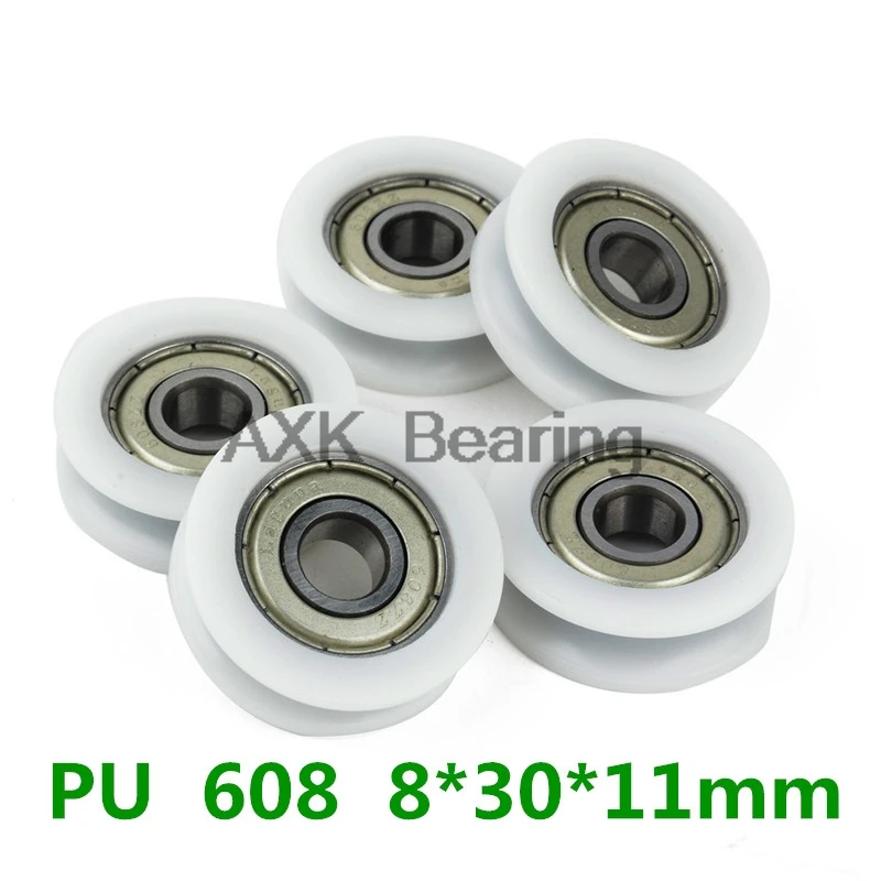 

10pcs Nylon Plastic Embedded 608 U Groove Ball Bearing Guide Pulley 8*30*11mm For Furniture Hardware Accessories Doors Mayitr