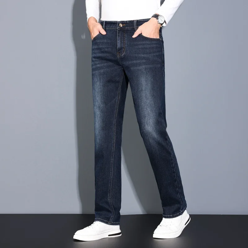 BROWON 2025 Autumn Straight Jeans Men Fashion Dark Blue Casual Jeans Business New Jeans Trousers Man Brand Clothing