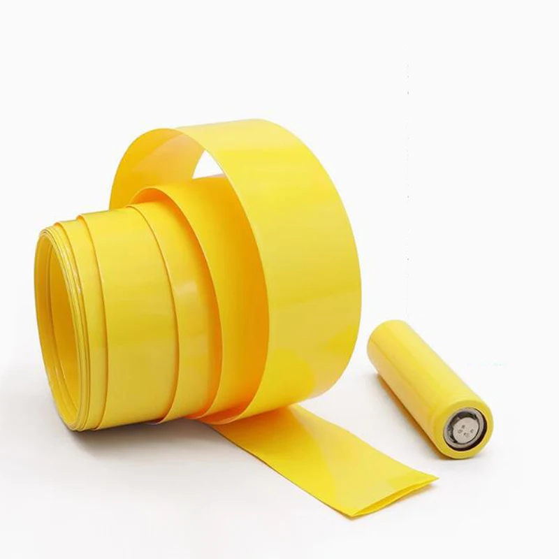 Tubo termorretrátil de pvc amarelo 18650 bateria de lítio isolamento proteção embalagem filme manga poeira tubo retrátil