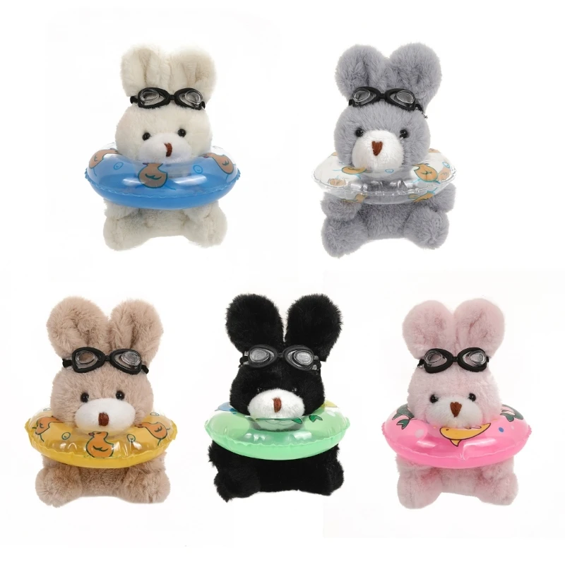 Bunnys with Lifebuoy Keychain Plush Animal Doll Pendant Keyring for Female Accessories Fashionable Animal Key Chain