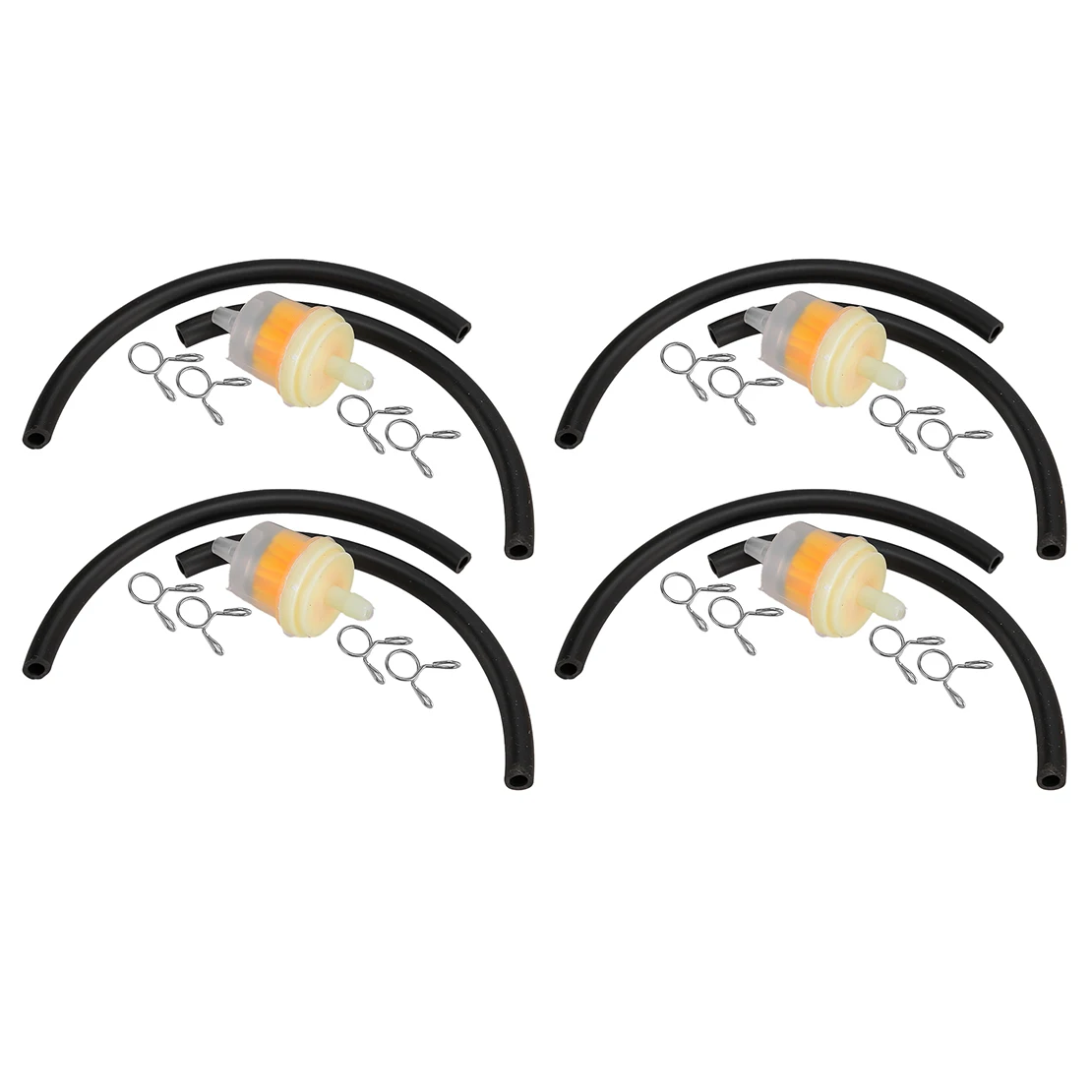 

New 4 Sets 6mm 1/4" Inline Petrol Oil Fuel Filter With Hoses Clamps For Motorcycle Scooter Generator Pocket Bike