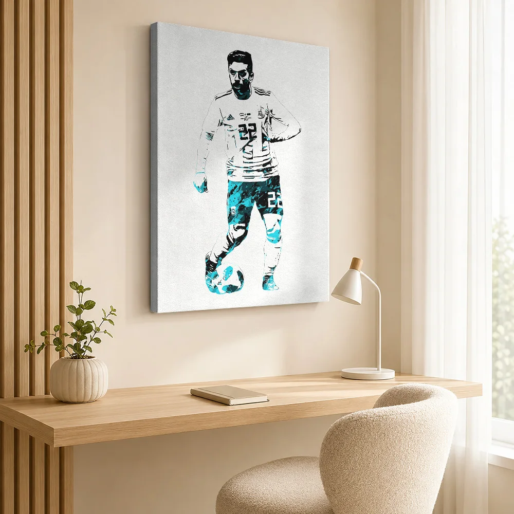 Argentina Soccer Painting Framed Canvas Poster Custom Photo Sports Portrait Wall Art for Gym Decor Ready to Hang Gift for Fans