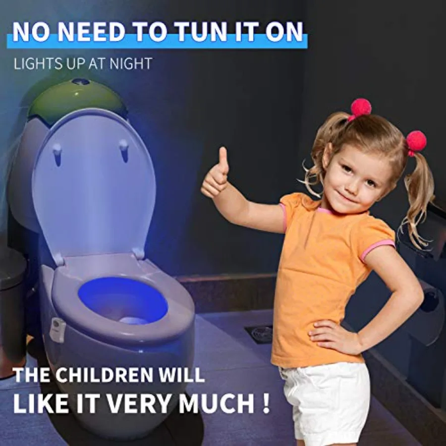 Toilet Night Light, Toilet Bowl Light, Motion Sensor Activated LED Night Light, 8-Color Light up for Bathroom Decor, Bathroom S