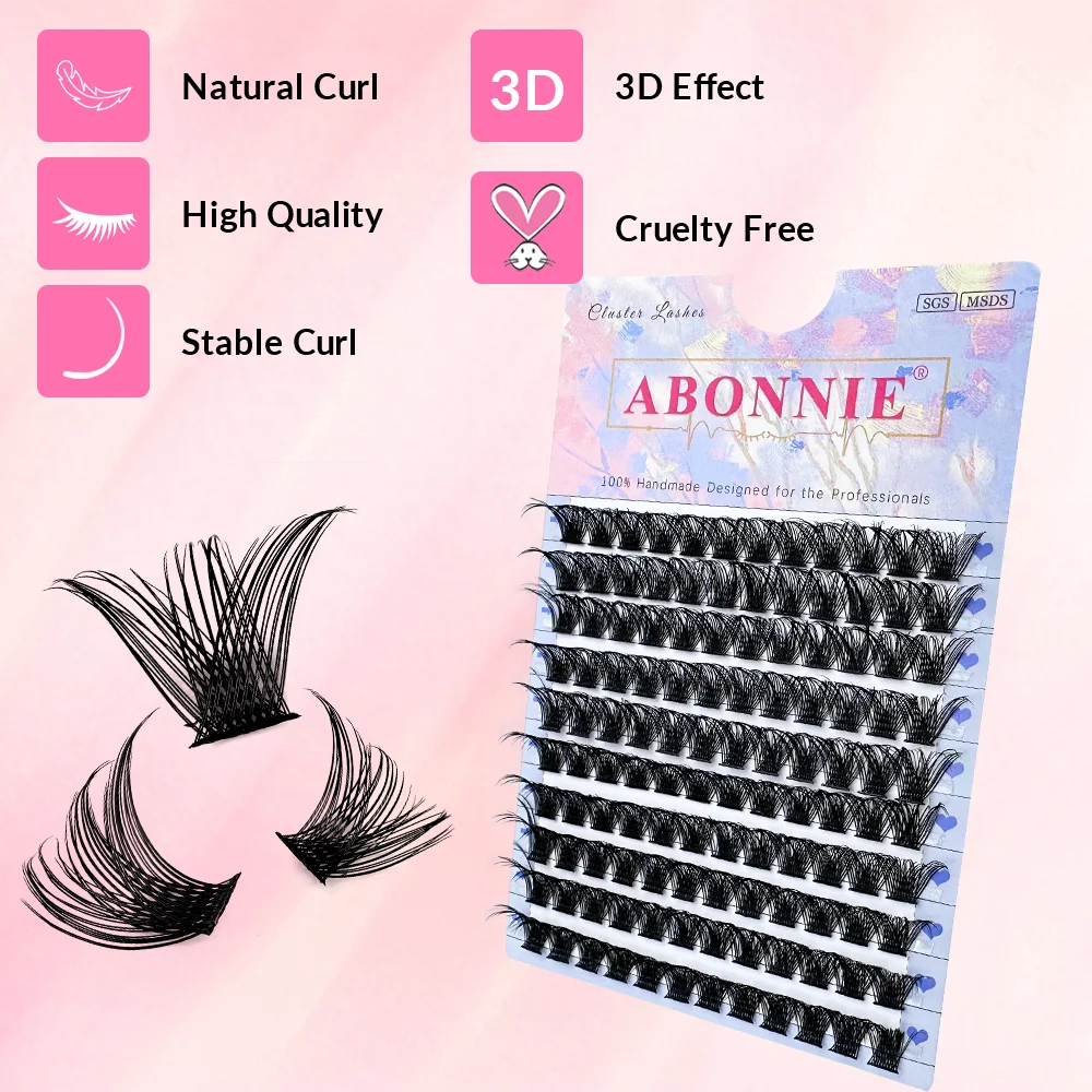 Abonnie-Extensions de cils individuels moelleux, cils en grappe bricolage, cils d'aspect naturel, 8-16mm