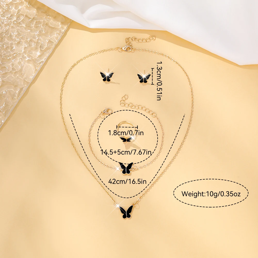 5pcs Exquisite And Elegant Butterfly Pendant Earrings Bracelet Ring And Necklace Perfect As Gift Birthdays Any Special Occasion image 6