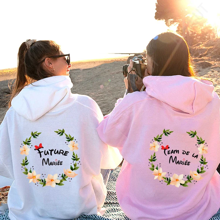 Team Bride Pullover Hoodies French Girls Single Farewell Bachelorette Party Women's Hooded Sweatshirts Future Bride Outerwears