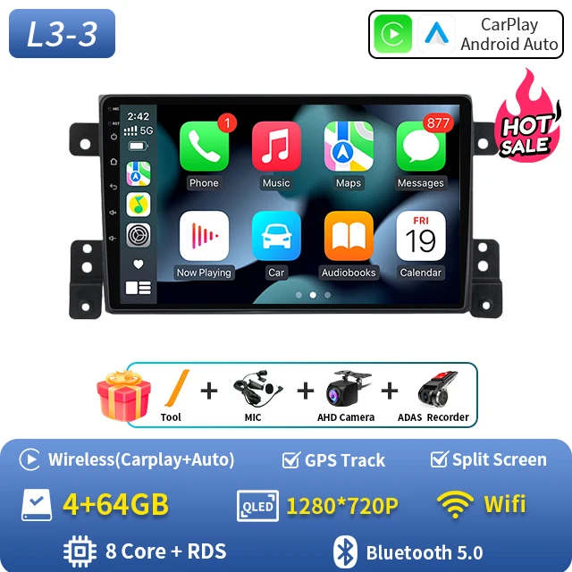 2Din autoradio Android 16 voor Suzuki Grand Vitara 3 2005-2010 2011-2015 autoradio multimediaspeler GPS Carplay Android Auto WIFI