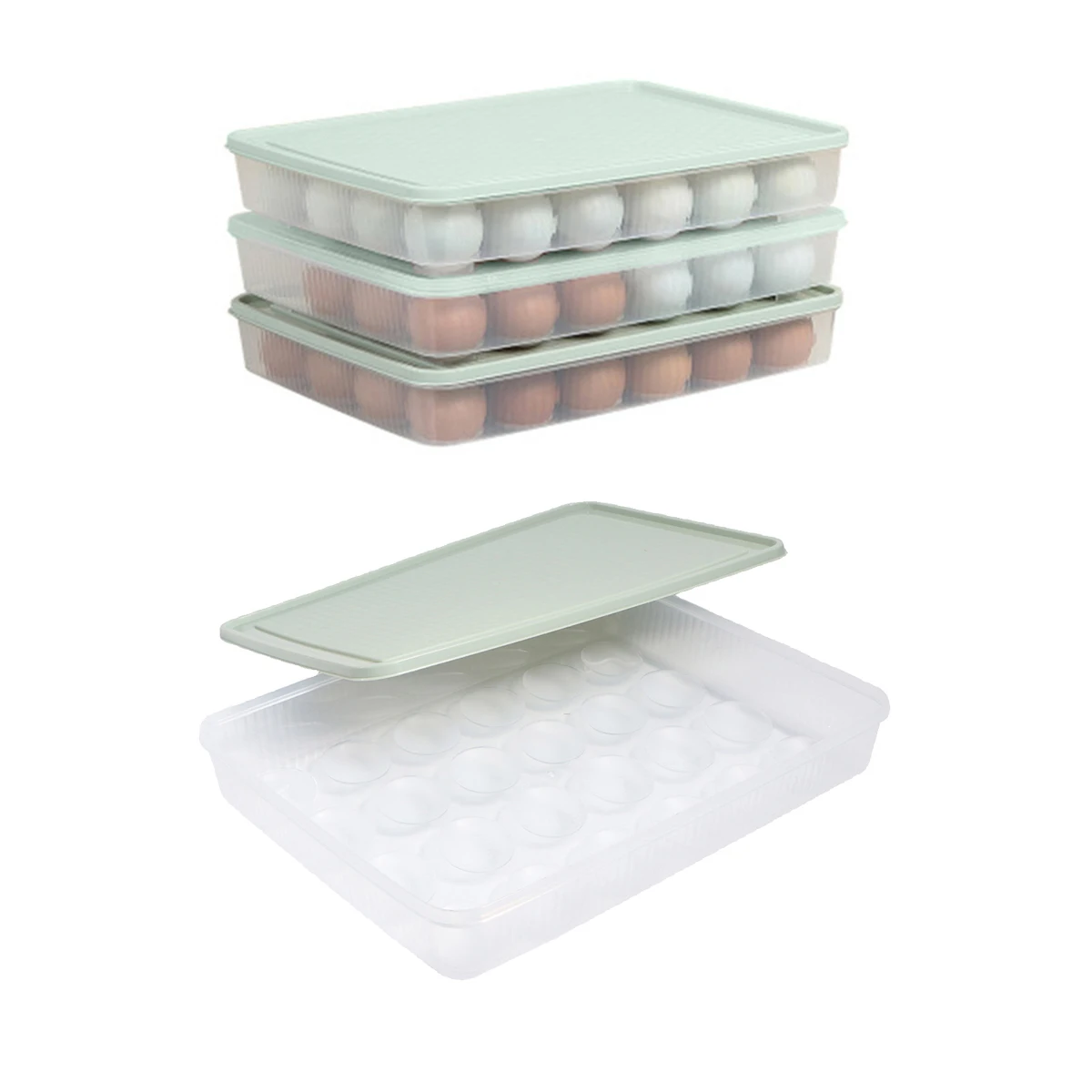 

Egg Holder 24 Eggs Durable Plastic Container Transparent Design Storage Box Kitchen Fridge Save Space Egg Tray