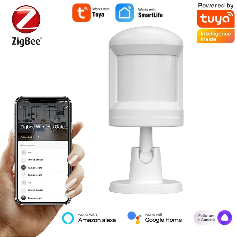 Tuya Zigbee PIR 모션 센서 인체 감지기, 스마트 라이프 앱, 무선 홈 보안 보호 알람, 알렉사 구글과 함께 작동