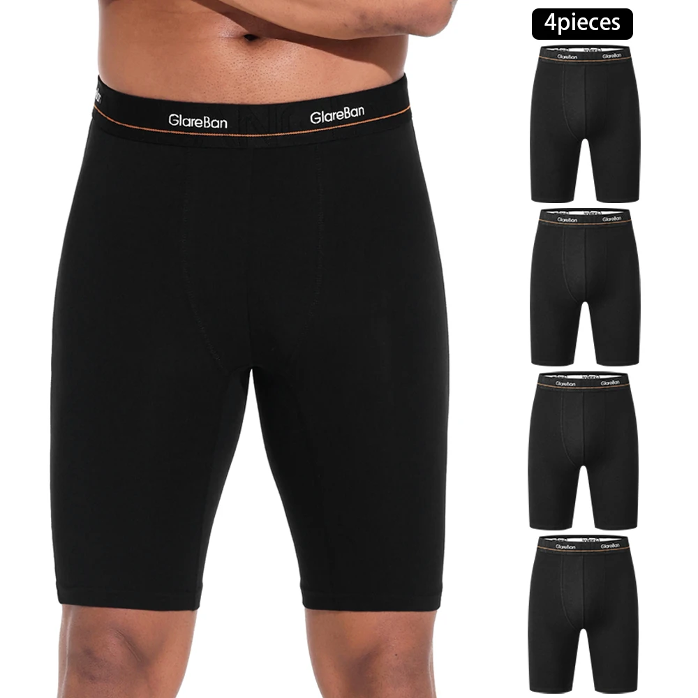 Conjunto de 4 Uds. De Boxer de pierna larga de algodón, ropa interior para hombre, bragas y calzoncillos de marca para hombre, conjunto de lujo, pantalones cortos, caja, calzoncillos suaves