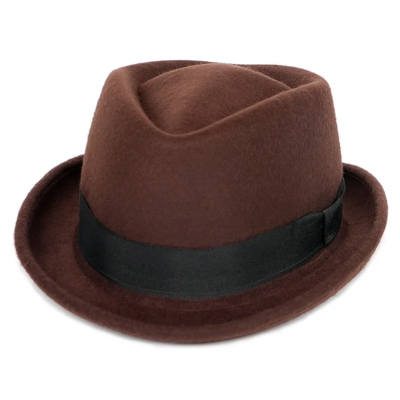 Cappelli Fedora classici da uomo in feltro Cappelli eleganti da ballo per feste jazz Cappellini da cocktail per gentiluomo all'aperto Europa America Cappello grigio per adulti