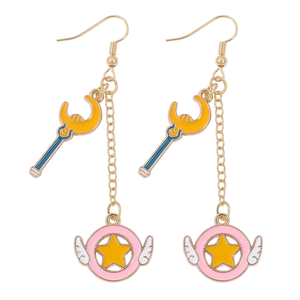 1 Paar beliebte Anime-Ohrringe mit magischen herzförmigen Flügelanhängern, kleines Geschenk für Cosplay-Partys