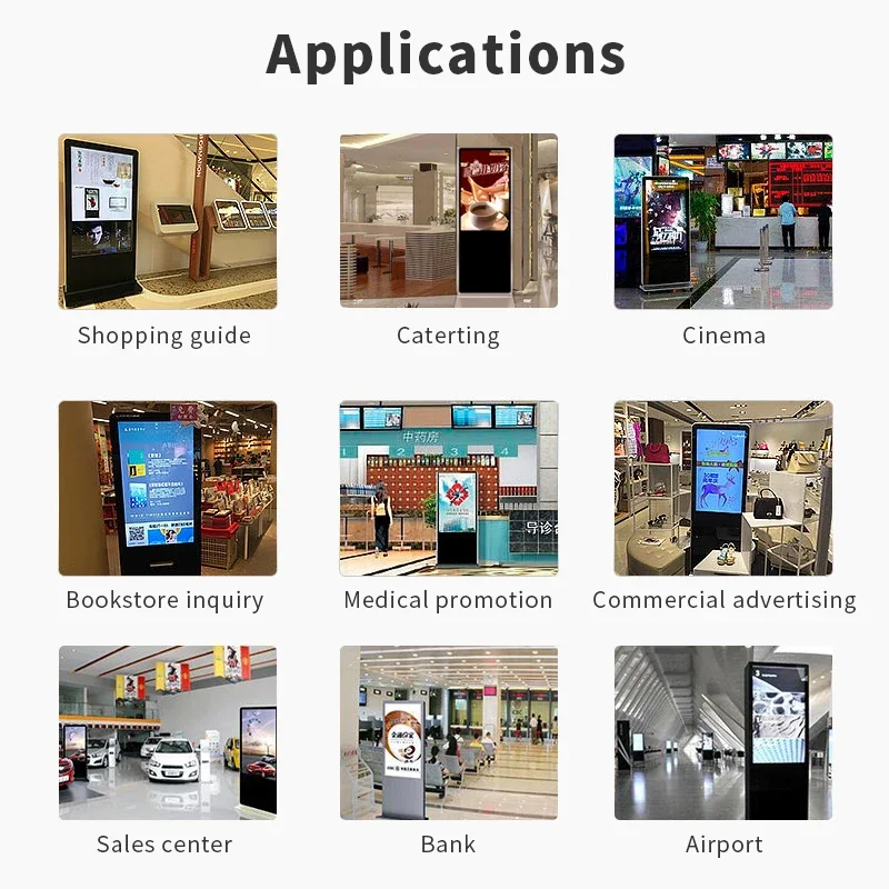 Kiosque de publicité à écran tactile LCD, affichage de signalisation numérique sur pied, centre commercial, 32 pouces, 42 pouces, 50 pouces, 55 pouces, 65 pouces, OEM