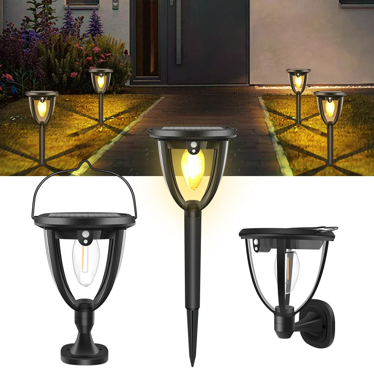 

Waterproof Solar LED Lights for Outdoor Garden 2 Modes RCON Lighting Suitable for Courtyards Garages