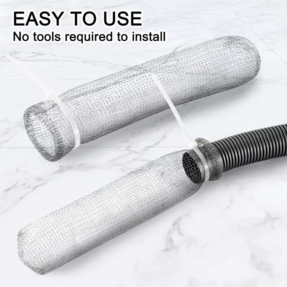 

12Pcs/Set Stainless Steel Drain Hose Lint Traps Mesh with Cable Ties Lint Catcher Easy Installation Multifunctional