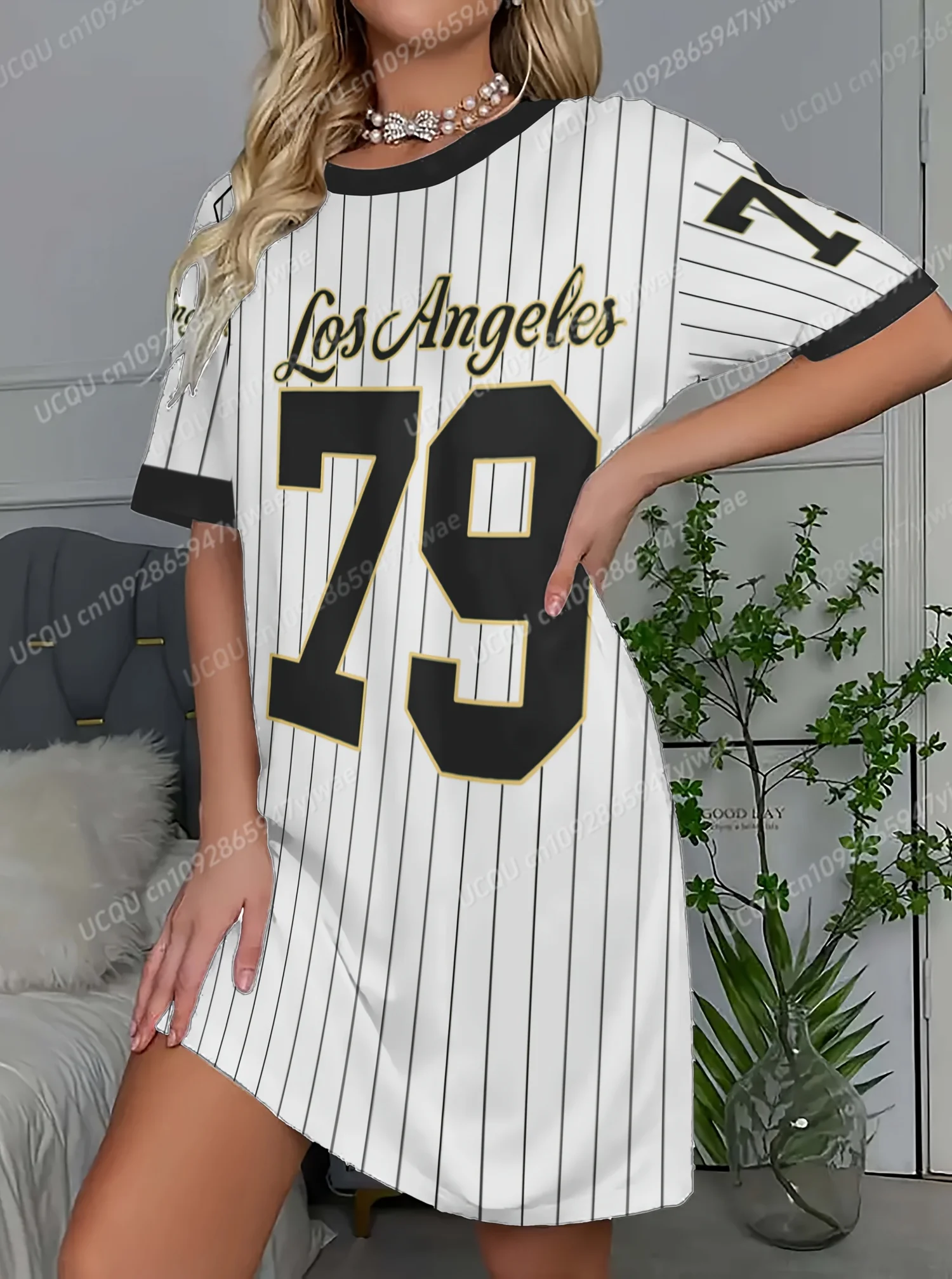 ฤดูร้อนผู้หญิงโพลีเอสเตอร์เสื้อยืดหลวมสบายๆ LOS ANGELES พิมพ์ O-คอเลดี้เสื้อแขนสั้นผู้หญิงเสื้อผ้า