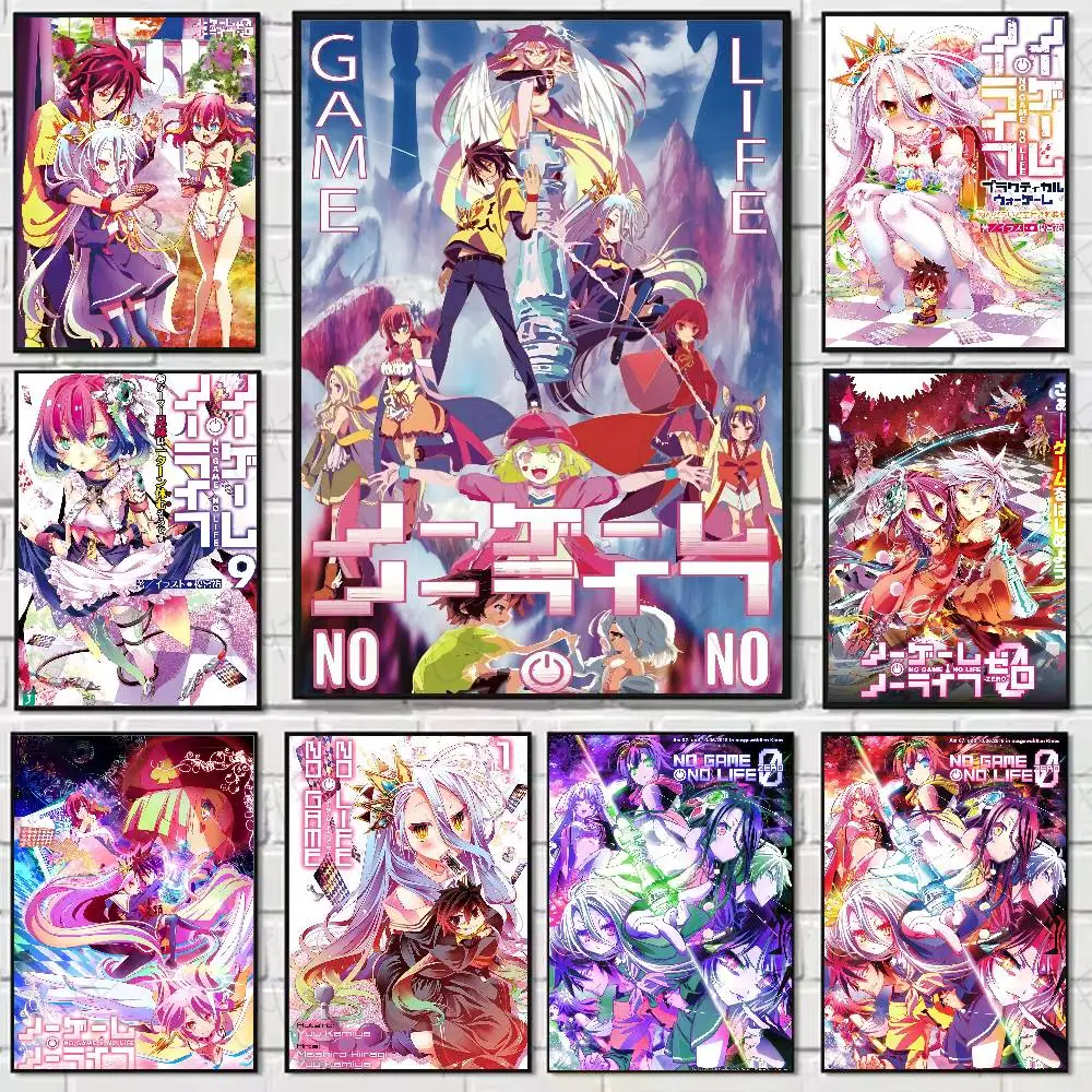 

No G-Game No Lifes Anime Poster Home Living Bed Room Bar Hallway Sticky Wall Art Printing Waterproof Aesthetic Decor